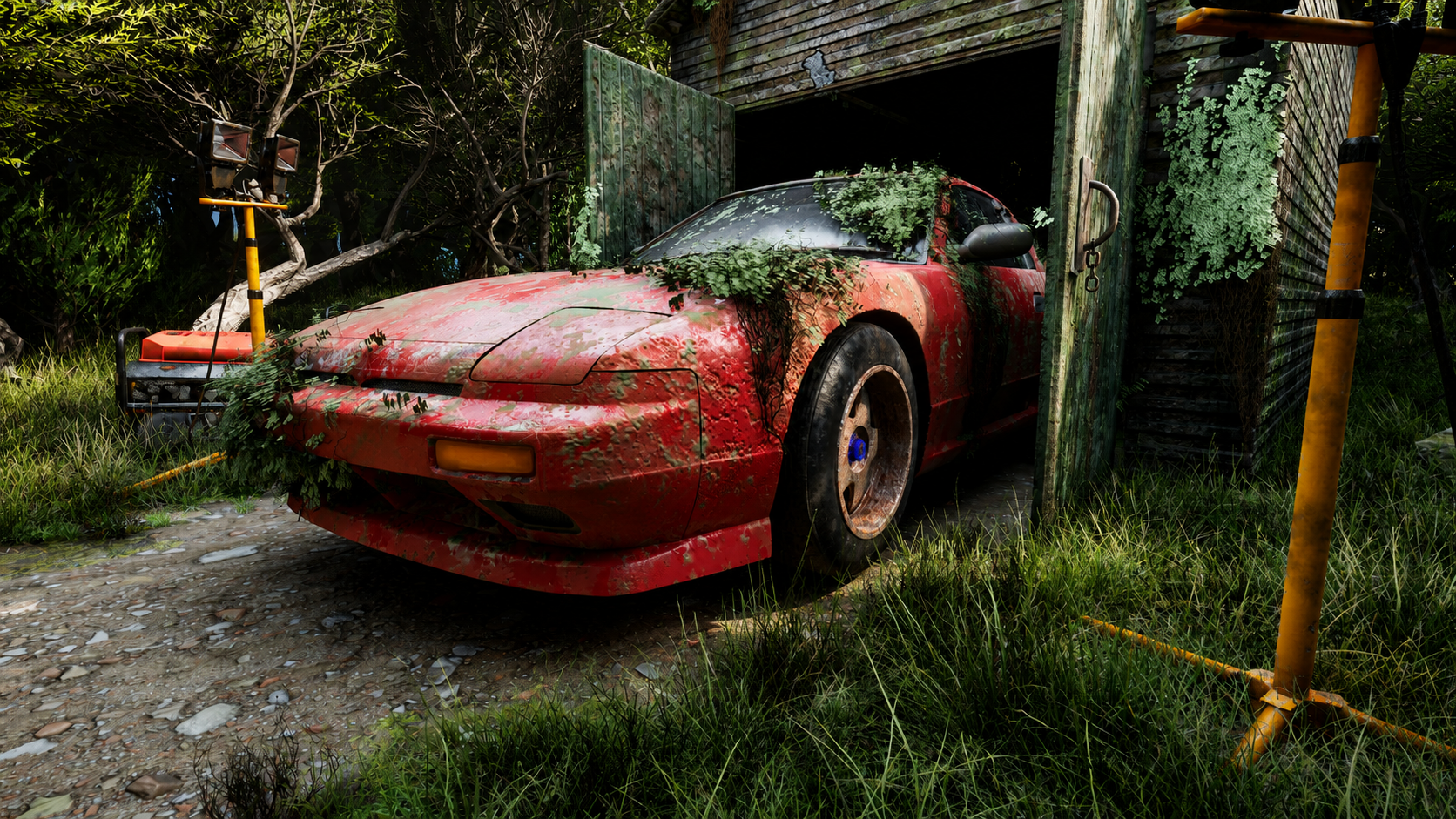 S13 diorama environment render — Overgrowth Close
